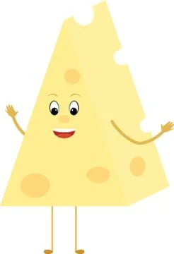 Yellow Cheese triangle cartoon slice character Stock Illustration