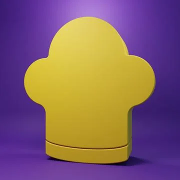 Yellow Chef hat icon isolated on purple background. Cooking symbol. Cooks h.. Stock Illustration