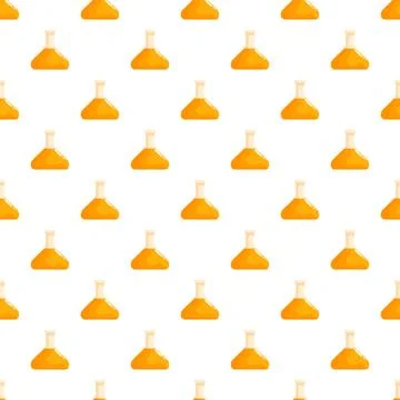 Yellow chemical flasks repeating pattern seamless background Stockillustratie