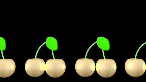Yellow cherries on a black background. 3D animation. Stock Footage 246636963
