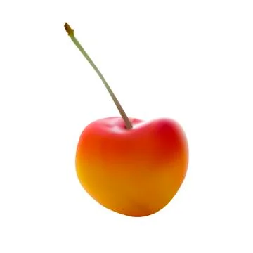 Yellow cherry with green leaf isolated Illustrazione stock
