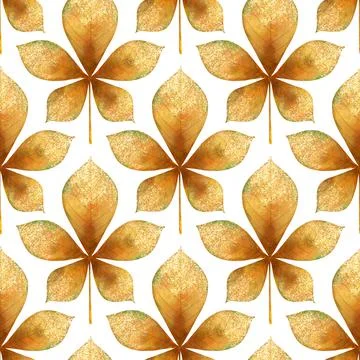 Yellow chestnut leaves seamless pattern Stock Illustration