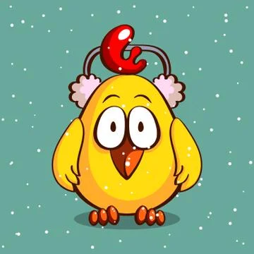 Yellow Chick In Earmuffs Stock Illustration