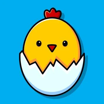 A yellow chick peeks out of an egg half. Vector illustration Stock-Illustration