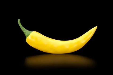 Yellow Chili Pepper. 3d Rendering Stock Illustration