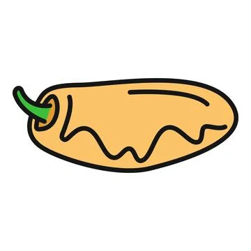 Yellow chili pepper flat vector illustration drawing Stock Illustration