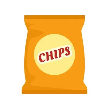 Yellow chips pack icon, flat style Stock Illustration