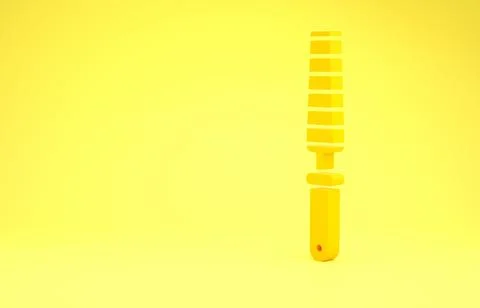 Yellow Chisel tool for wood icon isolated on yellow background. Minimalism co Stock Illustration