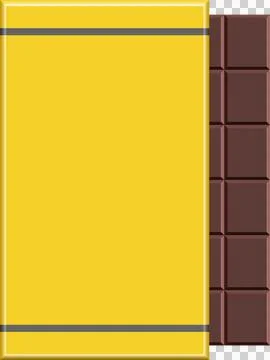 A yellow chocolate bar wrapper partially open, revealing a dark chocolate b.. Stock Illustration