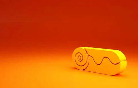 Yellow Chocolate roll cake icon isolated on orange background. Minimalism Stock Illustration