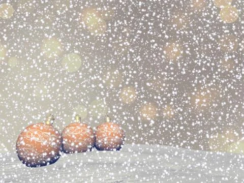 Yellow Christmas balls - 3D render Stock Illustration