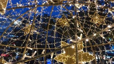 Yellow Christmas lighting Stock Footage 144398354