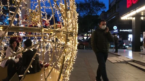 Yellow christmas lights Stock Footage 144399639