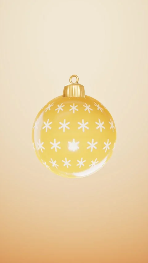 Yellow christmas ornament with star pattern and golden top. 3d rendering Stock Footage 340566903