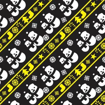 Yellow Christmas Snowman seamless pattern background 스톡 일러스트