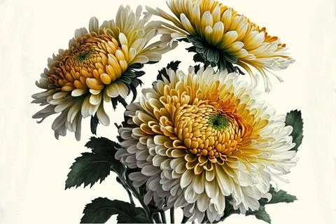 Yellow chrysanthemum on white background Stock Illustration