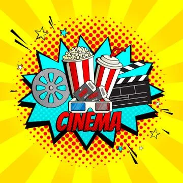 Yellow cinema banner template Stock Illustration