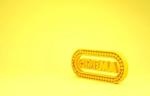 Yellow Cinema poster design template icon isolated on yellow background. Movi Stock Illustration