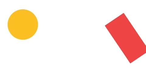 A yellow circle and a red rectangle set against a clean white background 库存影片 335118335