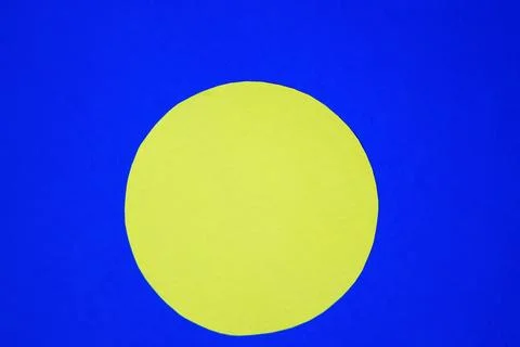 A yellow circle on a bright blue background. Space for the implementation of Stock Illustration