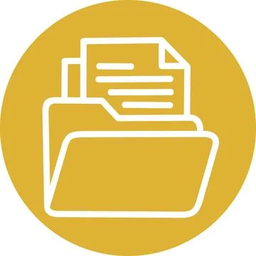 Yellow Circle Folder Document Files Icon Stock Illustration