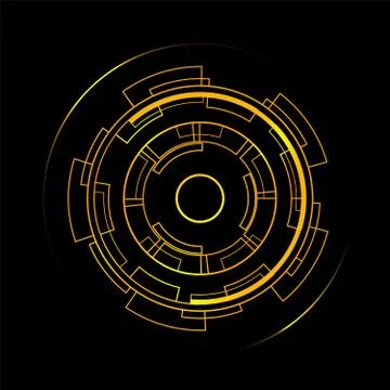 Yellow circle futuristic interface technology hud vector design. 스톡 일러스트