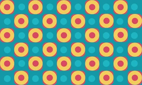 Yellow circle pattern red dots on pastel green background Stock Illustration