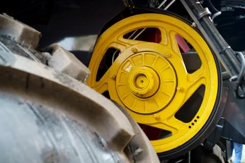 Yellow circle of tractor Stock Photos