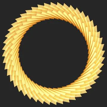 Yellow circular 3D pattern in the form of a golden wine on a gray background. Stock-Illustration