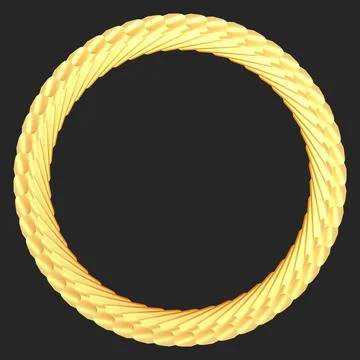 Yellow circular 3D pattern in the form of a golden wine on a gray background. Stock-Illustration