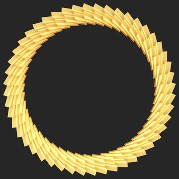 Yellow circular 3D pattern in the form of a golden wine on a gray background. Illustrazione stock