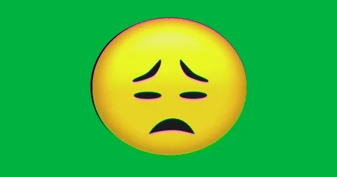 Yellow circular emoji glitching on transparent canvas, displaying 3D shading for Stock Footage 317595291