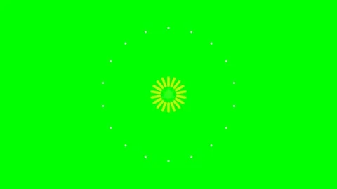 Yellow circular graphic pattern centered on a vibrant solid green background Stock Footage 340902709