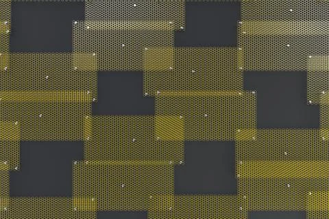 Yellow circular grates on dark grey background Ilustración de archivo