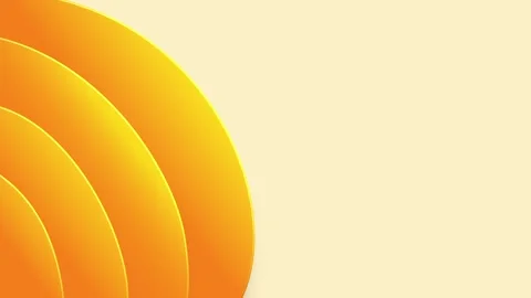 Yellow circular paper cut waves on light beige background minimal Stock Footage 327945050
