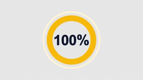 Yellow circular progress ring fills to 100 percent with alpha channel Stock Footage 331937662