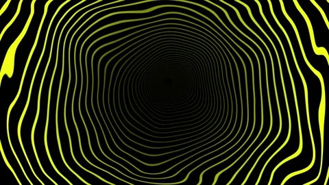 Yellow circular rings hi-tech tunnel futuristic pattern on black background Stock Footage 296055314