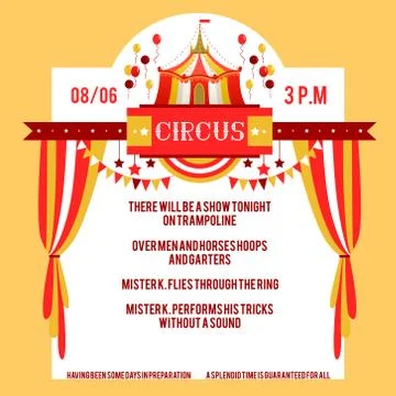 Yellow circus poster Stock Illustration