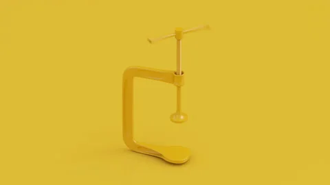 Yellow clamp open animation. 3d render Stock Footage 99191320