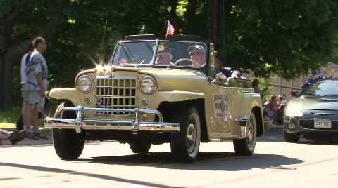 Yellow Classic Convertible Stock Footage 733557