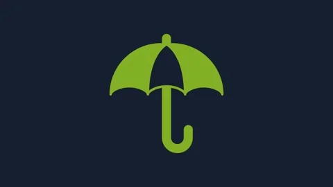Yellow Classic elegant opened umbrella icon isolated on blue background. Rain Stock Footage 232251830
