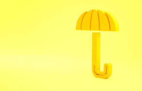 Yellow Classic elegant opened umbrella icon isolated on yellow background. Ra Illustrazione stock