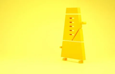 Yellow Classic Metronome with pendulum in motion icon isolated on yellow back Stock Illustration