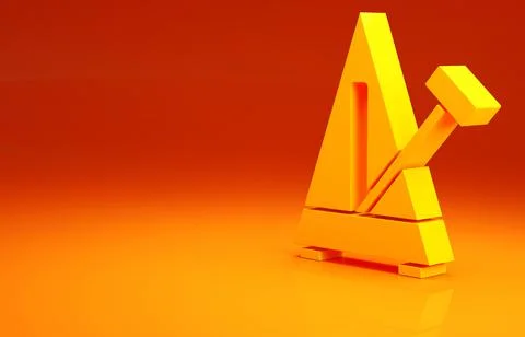 Yellow Classic Metronome with pendulum in motion icon isolated on orange back Stock Illustration