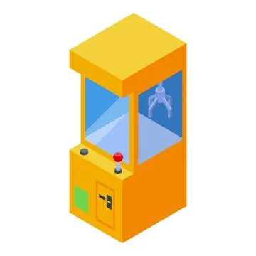 Yellow claw crane arcade game machine with joystick and buttons Stock Illustration