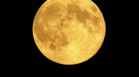 Yellow Clear Full Moon - Long Video Stock Footage 48218267