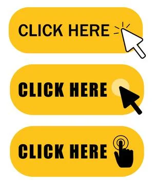 Yellow click here button vector design Illustrazione stock