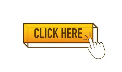 Yellow click here on white background. Digital download. Click here vector web Stock Illustration