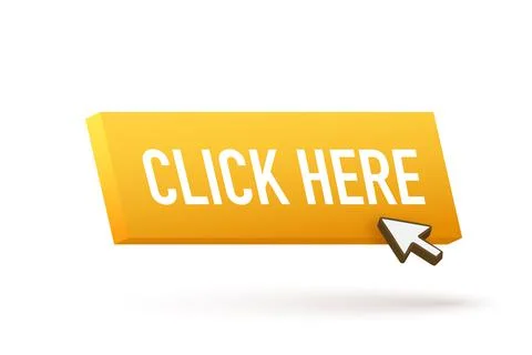 Yellow click here on white background. Digital download. Click here vector web Stock Illustration