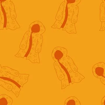 Yellow cloak pattern seamless. Coat background. Autumn vector hand draw illus Illustrazione stock
